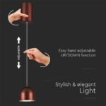 8.5W LED Lampă Suspendată Φ100 Cablu Ajustabil Touch On/Of Corp Maro 3000K - Image 5