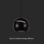 8.5W LED Lampă Suspendată Φ180 Cablu Ajustabil Touch On/Of Corp Negru 3000K - Image 4