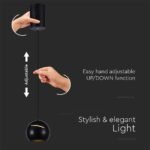 8.5W LED Lampă Suspendată Φ180 Cablu Ajustabil Touch On/Of Corp Negru 3000K - Image 5