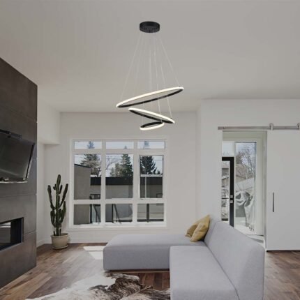 32W LED Lampă Decorativă Suspendată 600*400*200 Corp Negru 3000K