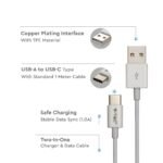1m Cablu Tip C USB Alb Seria Silver - Image 4