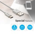 1m Cablu Tip C USB Alb Seria Silver - Image 5