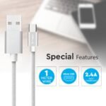 1m Cablu Micro USB Argintiu Seria Platinum - Image 4