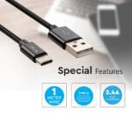 1m Cablu Tip C USB Negru Seria Platinum - Image 5