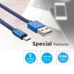 1m Cablu Micro USB Albastru Seria Ruby - Image 5