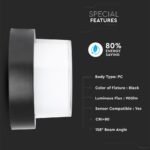 12W Lampă LED de perete Neagră Rotundă 3000K - Image 4