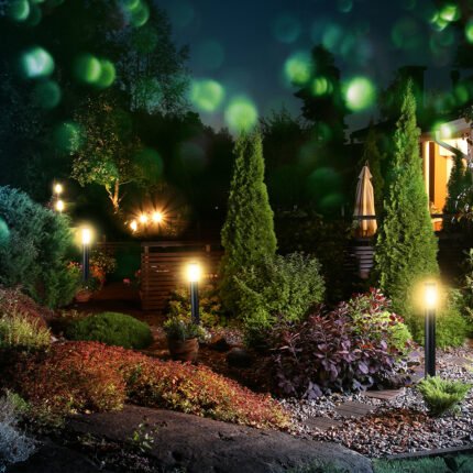 E27 Bollard Lamp 110cm Oțel Inoxidabil Corp Negru IP44