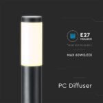 E27 Bollard Lamp 110cm Oțel Inoxidabil Corp Negru IP44 - Image 5
