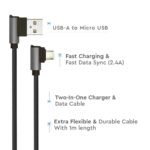 1m Cablu Micro USB Negru Seria Diamond - Image 5