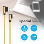1m Cablu Tip C USB Auriu Seria Diamond - Image 5