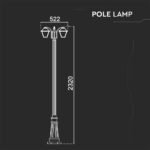 Lampă Stâlp 2 x E27 2280mm IP44 Negru - Image 3