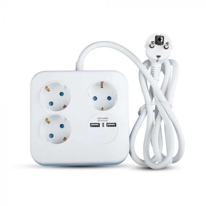 Priză 3 Circuite și Mufă USB Pătrată 3G 1.55mm x 1.4m