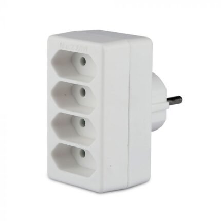 Adaptor 4 Căi 2.5A Alb Etichete + Ambalaj Plastic