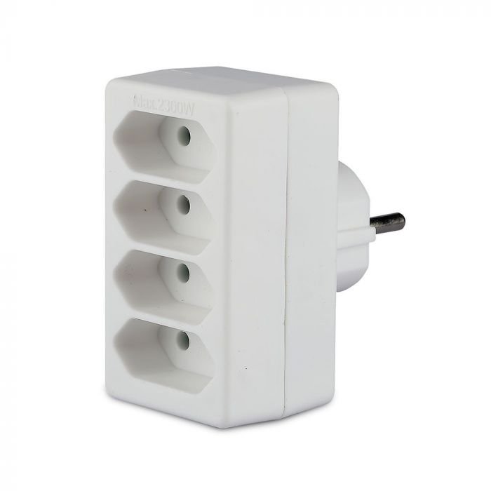 Adaptor 4 Căi 2.5A Alb Etichete + Ambalaj Plastic