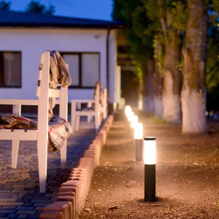Е27 Bollard Lamp 45cm Oțel Inoxidabil Corp Gri IP44