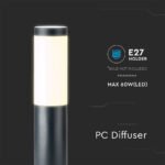 Е27 Bollard Lamp 45cm Oțel Inoxidabil Corp Gri IP44 - Image 5