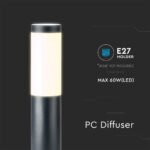 Е27 Bollard Lamp 110cm Oțel Inoxidabil Corp Gri IP44 - Image 5