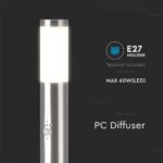 E27 Bollard Lamp 110cm PIR Senzor Oțel Inoxidabil Satin Nichel IP44 - Image 5