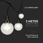 Instalatie luminoasă LED 3M 6 Becuri Negru Mat IP65 - Image 3