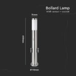 E27 Bollard Lamp 60cm PIR Senzor 2 EU Plug Sockets Oțel Inoxidabil Satin Nichel IP44 - Image 3