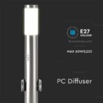E27 Bollard Lamp 60cm PIR Senzor 2 EU Plug Sockets Oțel Inoxidabil Satin Nichel IP44 - Image 5