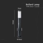 E27 Bollard Lamp 60cm PIR Senzor 2 EU Plug Sockets Oțel Inoxidabil NegruIP44 - Image 3