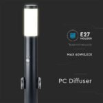 E27 Bollard Lamp 60cm PIR Senzor 2 EU Plug Sockets Oțel Inoxidabil NegruIP44 - Image 5