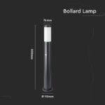 E27 Bollard Lamp 80cm PIR Senzor Oțel Inoxidabil Corp Negru IP44 - Image 3