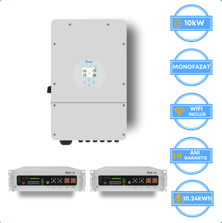 Invertor Deye 10kW, SUN-10K-SG02LP1-EU-AM3 + Acumulator Pytes 10.24kWh, v5a