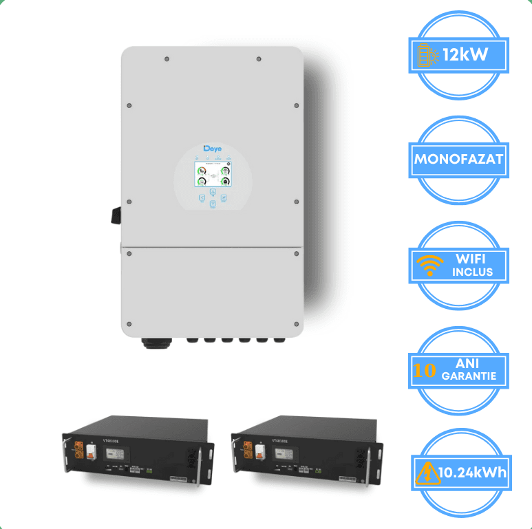 Invertor Deye 12kW, SUN-12K-SG02LP1-EU-AM3 + Acumulator V-TAC 10.24kWh