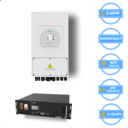 Invertor Deye 3.6kW, SUN-3.6K-SG05LP1-EU-AM2 + Acumulator V-TAC 5.12kWh