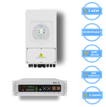 Invertor Deye 3.6kW, SUN-3.6K-SG05LP1-EU-AM2 + Acumulator Pytes 5.12kWh, v5a