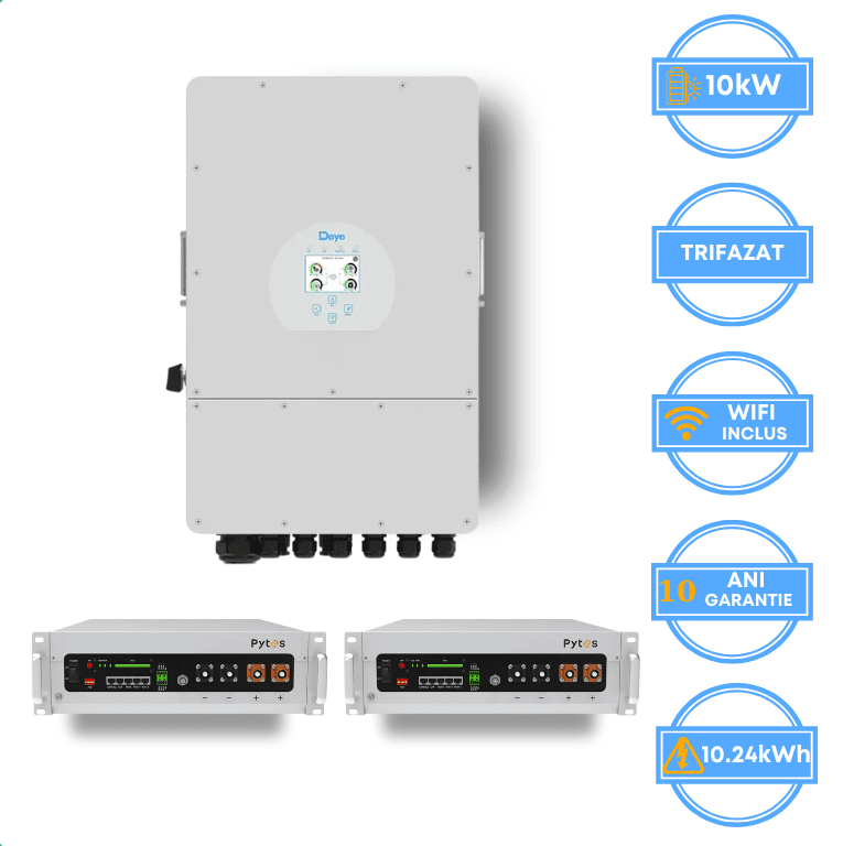 Invertor Deye 10kW, SUN-10K-SG05LP3-EU-SM2 + Acumulator Pytes 10.24kWh, v5a