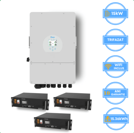Invertor Deye 15kW, SUN-15K-SG05LP3-EU-SM2 + Acumulator V-TAC 15.36kWh