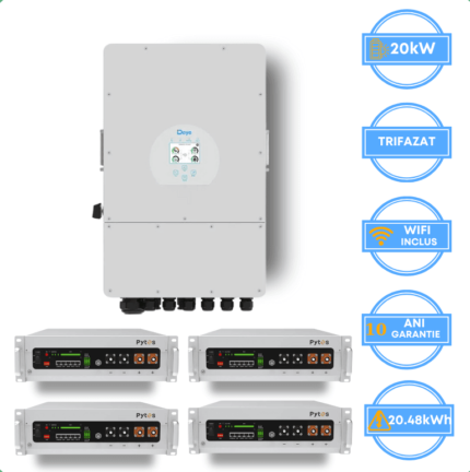 Invertor Deye 20kW, SUN-20K-SG05LP3-EU-SM2 + Acumulator Pytes 20.48kWh, v5a