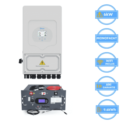 Invertor Deye 6kW, SUN-6K-SG05LP1-EU-AM2-P + Acumulator V-TAC 9.6 kWh