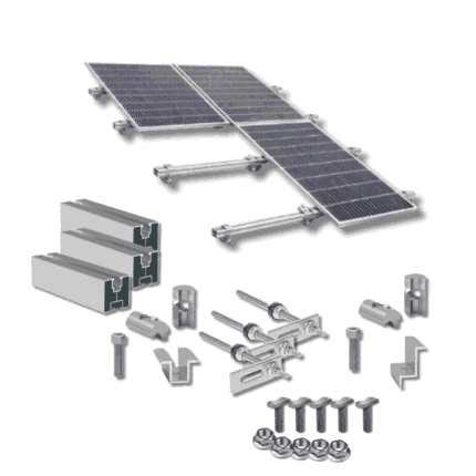 Kit structură pentru 3 panouri fotovoltaice, 1 rând, țiglă metalică