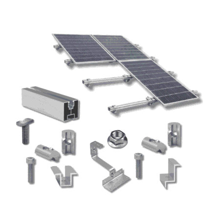 Kit structură pentru 3 panouri fotovoltaice, 1 rând, țiglă ceramică