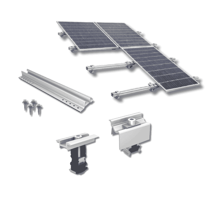 Kit structură pentru 9 panouri fotovoltaice, 1 rând, panou tip sandwich