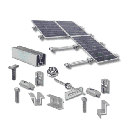 Kit structură pentru 6 panouri fotovoltaice, 1 rând, țiglă metalică