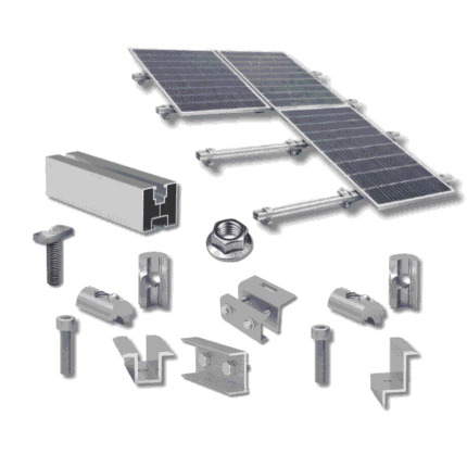 Kit structură pentru 6 panouri fotovoltaice, 1 rând, tablă fălțuită