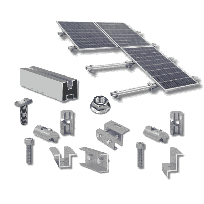 Kit structură pentru 6 panouri fotovoltaice, 1 rând, tablă fălțuită